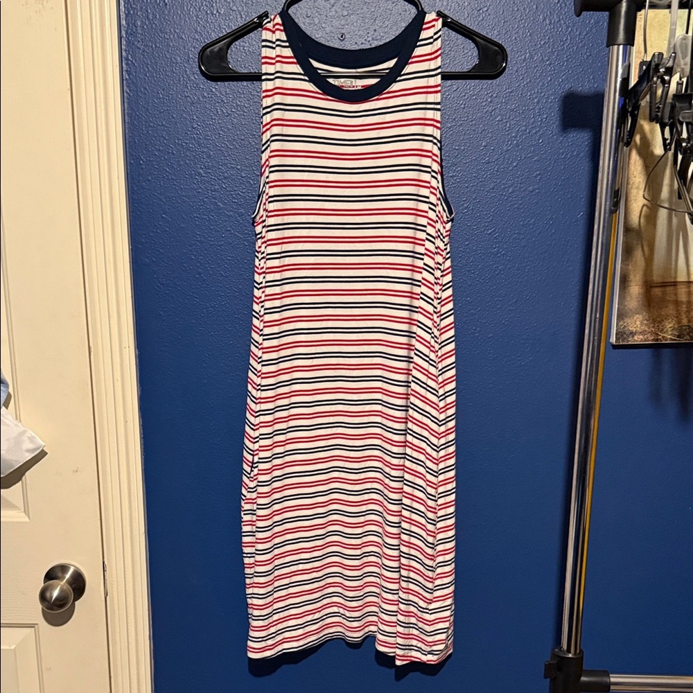 Time and Tru Sleeveless Stripe Tank Dress in Red, Navy & White
